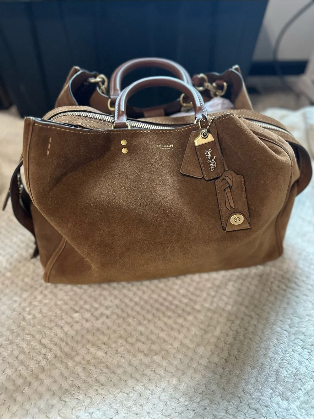 Coach Rouge 40 Suede & Soft Leather in Warm Brown Bag - Picture 1 of 15